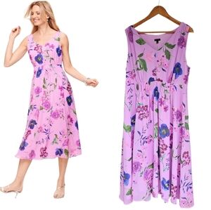 Talbots  Botanical Fit & Flare Dress Plus Size 16